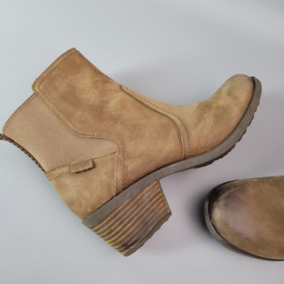 Teva Women's Brown Leather Anaya Chelsea Waterproof Booties Brown 9.5 - Picture 13 of 13